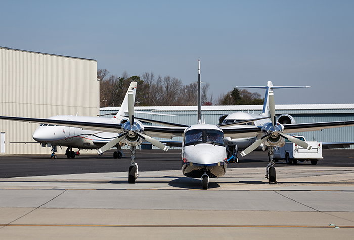 Turbo prop on runway