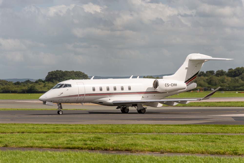 a private jet taxiing